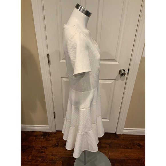 Rebecca Taylor White Textured Fit & Flare Short Sleeve Dress, Size 10 (US) NWT! - Picture 4 of 7
